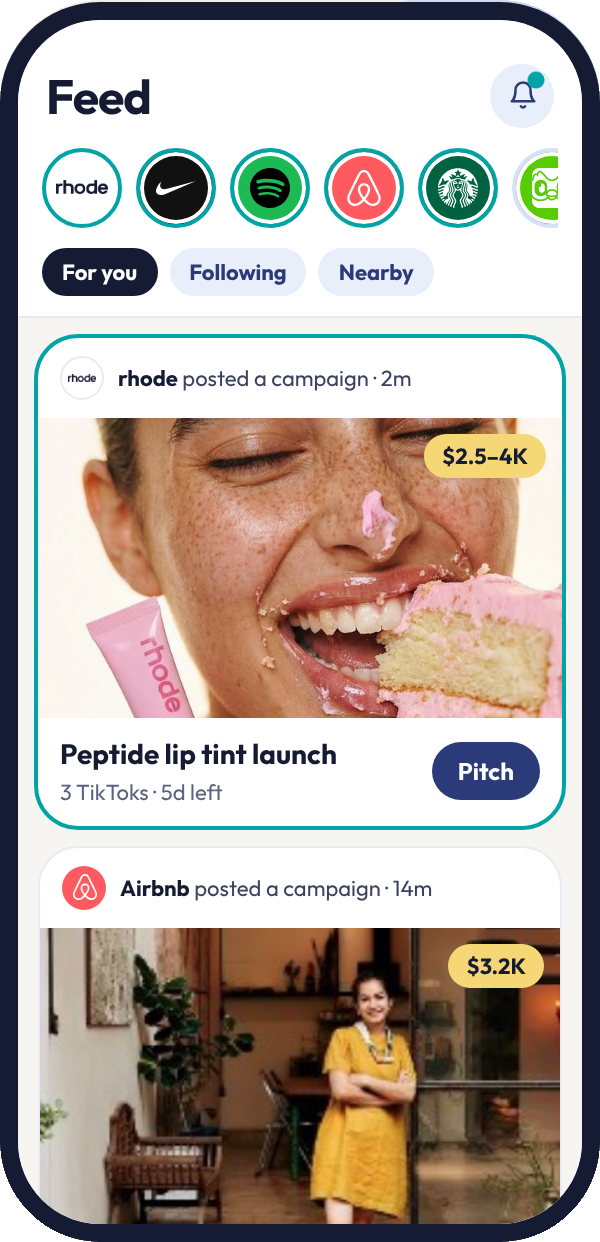 Creator24 app screenshot: Deal feed